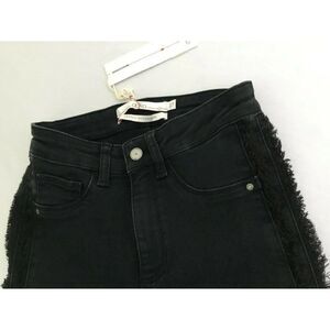 Aaiko Jael Fringe Skinny Jeans Size 27 Dark Gray / Black Frayed Sides Stretchy